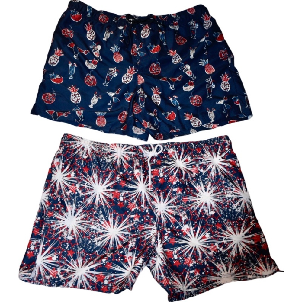 Lot of men’s 2 pair of George brand swimming trunks size 2XL like new patriotic